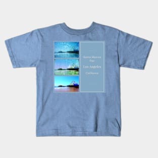 Square Blue Santa Monica Pier Collage Kids T-Shirt